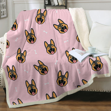 Beaming German Shepherd Love Soft Warm Fleece Blanket-Blanket-Blankets, German Shepherd, Home Decor-Soft Pink-Small-1