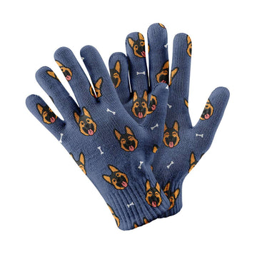 Beaming German Shepherd Love Touch Screen Gloves Navy 360x