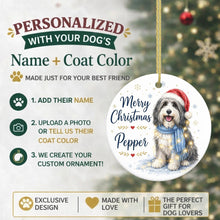 Load image into Gallery viewer, Bearded Collie Christmas Ornament - Cozy Winter Pet Portrait Design - Personalize with Photo and Name-Christmas Ornament-Christmas,Christmas Ornament,Personalize Artwork-2