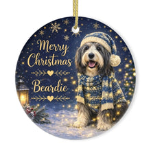 Load image into Gallery viewer, Bearded Collie Christmas Ornament - Cozy Winter Pet Portrait Design - Personalize with Photo and Name-Christmas Ornament-Christmas,Christmas Ornament,Personalize Artwork-3