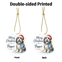Load image into Gallery viewer, Bearded Collie Christmas Ornament - Cozy Winter Pet Portrait Design - Personalize with Photo and Name-Christmas Ornament-Christmas,Christmas Ornament,Personalize Artwork-4