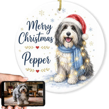 Load image into Gallery viewer, Bearded Collie Christmas Ornament - Cozy Winter Pet Portrait Design - Personalize with Photo and Name-Christmas Ornament-Christmas,Christmas Ornament,Personalize Artwork-1