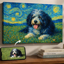 Load image into Gallery viewer, Photo of starry night inspired Bearded Collie wall art