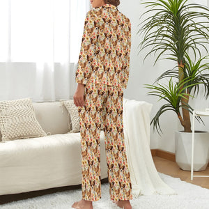 Beautiful Blooming Fawn Chihuahuas Pajama Set for Women-S-White1-1