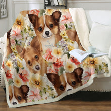 Load image into Gallery viewer, Beautiful Blooming Fawn Chihuahuas Soft Warm Fleece Blanket-Blanket-Blankets, Chihuahua, Home Decor-2
