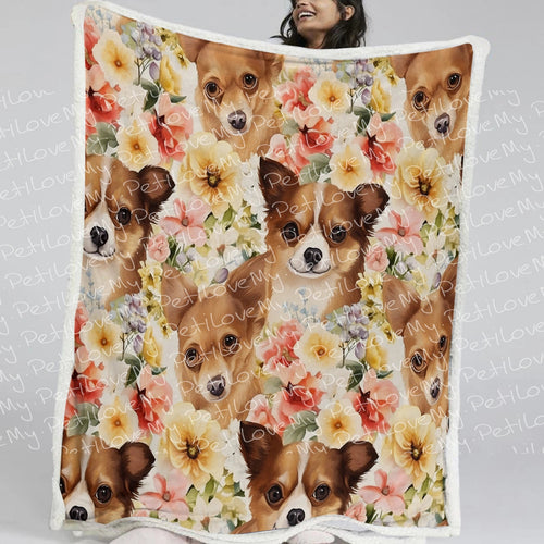 Beautiful Blooming Fawn Chihuahuas Soft Warm Fleece Blanket