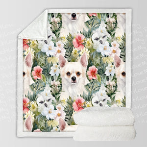 Beautiful Blooming White Chihuahuas Soft Warm Fleece Blanket-Blanket-Blankets, Chihuahua, Home Decor-10