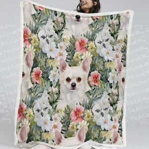 Beautiful Blooming White Chihuahuas Soft Warm Fleece Blanket-Blanket-Blankets, Chihuahua, Home Decor-11