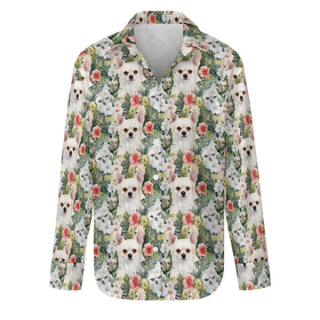 Beautiful Blooming White Chihuahuas Women's Shirt-Apparel-Apparel, Chihuahua, Shirt-M-3