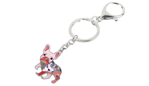 Image of a light pink color french bulldog keychain