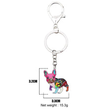 Load image into Gallery viewer, Image of a bright pink color french bulldog keychain size
