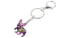 Load image into Gallery viewer, Image of a purple color french bulldog keychain
