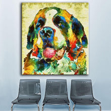 Load image into Gallery viewer, Image of a super cute Saint Bernard art poster hanged in a room