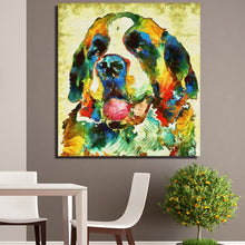 Load image into Gallery viewer, Image of a super cute Saint Bernard canvas poster hanged in a room