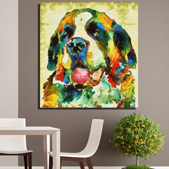 Image of a super cute Saint Bernard poster hanged in a room