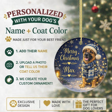 Load image into Gallery viewer, Belgian Malinois Christmas Ornament - Cozy Winter Pet Portrait Design - Personalize with Photo and Name-Christmas Ornament-Christmas,Christmas Ornament,Personalize Artwork-2