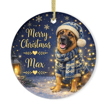 Load image into Gallery viewer, Belgian Malinois Christmas Ornament - Cozy Winter Pet Portrait Design - Personalize with Photo and Name-Christmas Ornament-Christmas,Christmas Ornament,Personalize Artwork-3