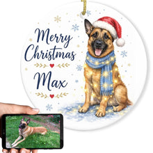 Load image into Gallery viewer, Belgian Malinois Christmas Ornament - Cozy Winter Pet Portrait Design - Personalize with Photo and Name-Christmas Ornament-Christmas,Christmas Ornament,Personalize Artwork-1