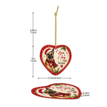 Load image into Gallery viewer, Belgian Malinois Christmas Ornament - Love &amp; Joy Heart Shaped Portrait - Personalize with Photo and Name-Christmas Ornament-Belgian Malinois,Christmas,Christmas Ornament,Personalize Artwork-5