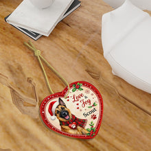 Load image into Gallery viewer, Belgian Malinois Christmas Ornament - Love &amp; Joy Heart Shaped Portrait - Personalize with Photo and Name-Christmas Ornament-Belgian Malinois,Christmas,Christmas Ornament,Personalize Artwork-7
