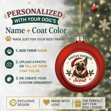 Load image into Gallery viewer, Belgian Malinois Ornament - Classic Red Round Shape - Santa's Favourite Design - Personalized with Photo and Name-Christmas Ornament-Belgian Malinois,Christmas,Christmas Ornament,Personalize Artwork-2