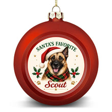 Load image into Gallery viewer, Belgian Malinois Ornament - Classic Red Round Shape - Santa's Favourite Design - Personalized with Photo and Name-Christmas Ornament-Belgian Malinois,Christmas,Christmas Ornament,Personalize Artwork-4