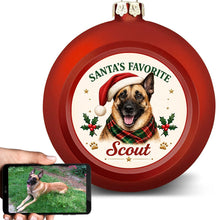 Load image into Gallery viewer, Belgian Malinois Ornament - Classic Red Round Shape - Santa's Favourite Design - Personalized with Photo and Name-Christmas Ornament-Belgian Malinois,Christmas,Christmas Ornament,Personalize Artwork-1
