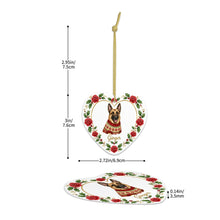 Load image into Gallery viewer, Belgian Malinois Ornament - Personalized Heart Shaped Christmas Rose Border - with Name-Christmas Ornament-Belgian Malinois,Christmas,Christmas Ornament,Personalize Artwork-5