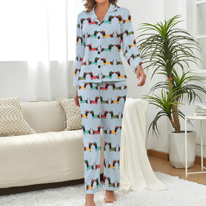Beret Hat Chocolate Dachshunds Pajamas Set for Women - 5 Colors-Pajamas-Apparel, Dachshund, Pajamas-13