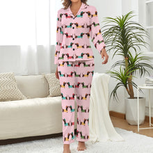 Load image into Gallery viewer, Beret Hat Chocolate Dachshunds Pajamas Set for Women - 5 Colors-Pajamas-Apparel, Dachshund, Pajamas-9