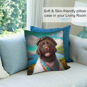 Beretted Charisma Chocolate Labrador Plush Pillow Case-Cushion Cover-Chocolate Labrador, Dog Dad Gifts, Dog Mom Gifts, Home Decor, Pillows-7