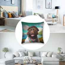 Load image into Gallery viewer, Beretted Charisma Chocolate Labrador Plush Pillow Case-Cushion Cover-Chocolate Labrador, Dog Dad Gifts, Dog Mom Gifts, Home Decor, Pillows-8