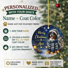 Load image into Gallery viewer, Bernese Mountain Dog Christmas Ornament - Cozy Winter Pet Portrait Design - Personalize with Photo and Name-Christmas Ornament-Christmas,Christmas Ornament,Personalize Artwork-2