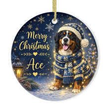 Load image into Gallery viewer, Bernese Mountain Dog Christmas Ornament - Cozy Winter Pet Portrait Design - Personalize with Photo and Name-Christmas Ornament-Christmas,Christmas Ornament,Personalize Artwork-3