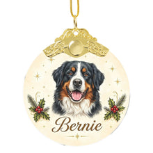 Load image into Gallery viewer, Bernese Mountain Dog Christmas Ornament - Gold Crown Dog Portrait - Personalized with Photo and Name-Christmas Ornament-Christmas,Christmas Ornament,Personalize Artwork-3