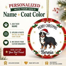 Load image into Gallery viewer, Bernese Mountain Dog Christmas Ornament - Personalized Whimsical Holiday Cartoon Art Design - with Name-Christmas Ornament-Bernese Mountain Dog,Christmas,Personalize Artwork-2