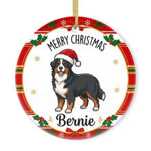 Load image into Gallery viewer, Bernese Mountain Dog Christmas Ornament - Personalized Whimsical Holiday Cartoon Art Design - with Name-Christmas Ornament-Bernese Mountain Dog,Christmas,Personalize Artwork-3