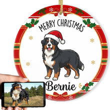 Load image into Gallery viewer, Bernese Mountain Dog Christmas Ornament - Personalized Whimsical Holiday Cartoon Art Design - with Name-Christmas Ornament-Bernese Mountain Dog,Christmas,Personalize Artwork-1