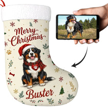 Load image into Gallery viewer, Bernese Mountain Dog Christmas Stocking - Cozy Festive Wishes - Personalize with Photo and Name-Christmas Ornament-Christmas,Christmas Stocking,Personalize Artwork-1