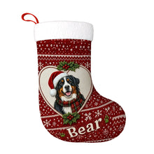 Load image into Gallery viewer, Bernese Mountain Dog Christmas Stocking – Heart Knit Portrait – Personalize with Photo and Name-Christmas Ornament-Bernese Mountain Dog,Christmas,Christmas Stocking,Personalize Artwork-3