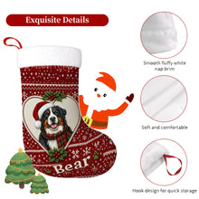 Load image into Gallery viewer, Bernese Mountain Dog Christmas Stocking – Heart Knit Portrait – Personalize with Photo and Name-Christmas Ornament-Bernese Mountain Dog,Christmas,Christmas Stocking,Personalize Artwork-5