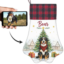 Load image into Gallery viewer, Bernese Mountain Dog Christmas Stocking - Home for the Holidays - Personalize with Photo and Name-Christmas Ornament-Christmas,Christmas Stocking,Personalize Artwork-1