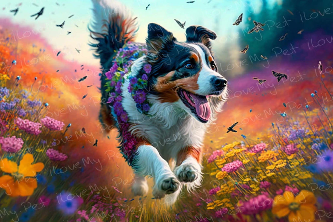 Bernese Mountain Dog Floral Symphony Wall Art Poster-Art-Bernese Mountain Dog, Dog Art, Home Decor, Poster-Light Canvas-Tiny - 8x10"-1