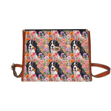 Load image into Gallery viewer, Bernese Mountain Dog in Bloom Satchel Bag Purse-Accessories-Accessories, Bags, Bernese Mountain Dog, Purse-Black3-ONE SIZE-2