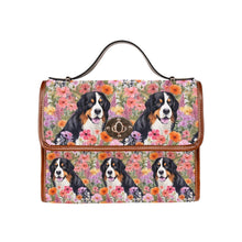 Load image into Gallery viewer, Bernese Mountain Dog in Bloom Satchel Bag Purse-Accessories-Accessories, Bags, Bernese Mountain Dog, Purse-Black3-ONE SIZE-1