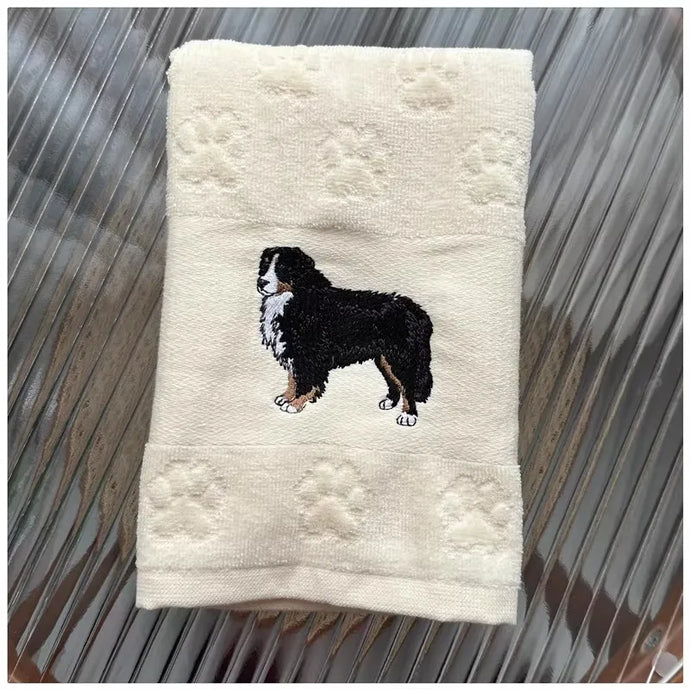 Bernese Mountain Dog Love Large Embroidered Cotton Towel-Home Decor-Bathroom Decor,Bernese Mountain Dog,Dog Mom Gifts,Home Decor,Towel-1