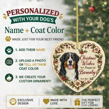 Load image into Gallery viewer, Bernese Mountain Dog Ornament - Christmas Wishes Design - Personalized with Name-Christmas Ornament-Bernese Mountain Dog,Christmas,Personalize Artwork-2