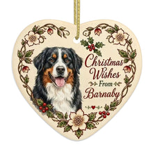 Load image into Gallery viewer, Bernese Mountain Dog Ornament - Christmas Wishes Design - Personalized with Name-Christmas Ornament-Bernese Mountain Dog,Christmas,Personalize Artwork-4