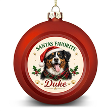 Load image into Gallery viewer, Bernese Mountain Dog Ornament - Classic Red Round Shape - Santa's Favourite Design - Personalized with Name-Christmas Ornament-Bernese Mountain Dog,Christmas,Personalize Artwork-4