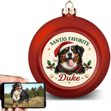 Load image into Gallery viewer, Bernese Mountain Dog Ornament - Classic Red Round Shape - Santa's Favourite Design - Personalized with Name-Christmas Ornament-Bernese Mountain Dog,Christmas,Personalize Artwork-1